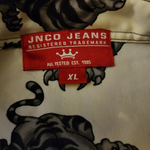 JNCO Jeans Angry Tiger Men's Button Down Front Short Sleeve Shirt Size XL - Picture 2 of 8